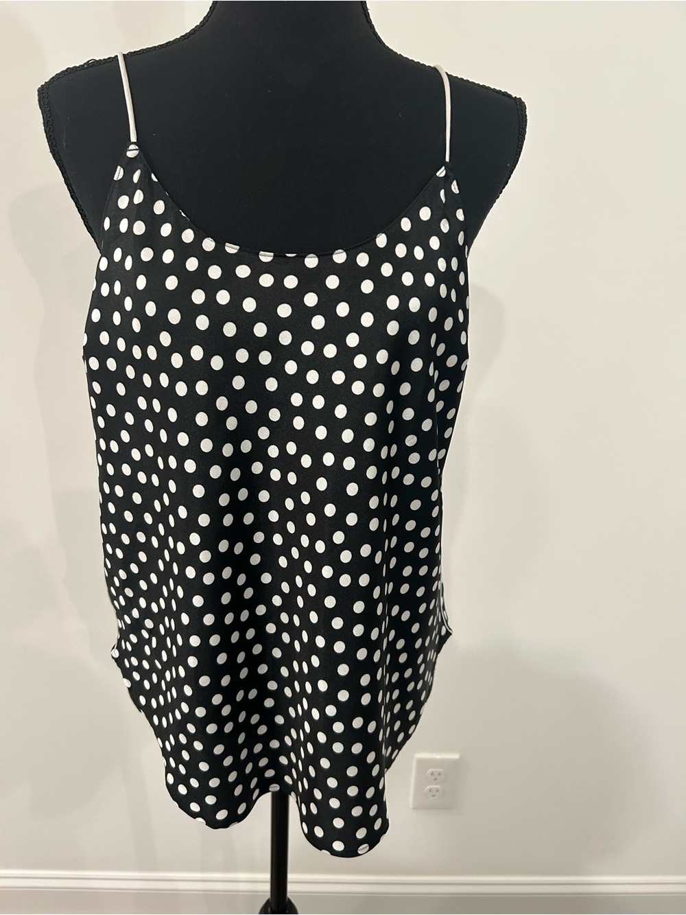 Victoria’s Secret Polka Dot Cami Top Black White Piping Size Medium